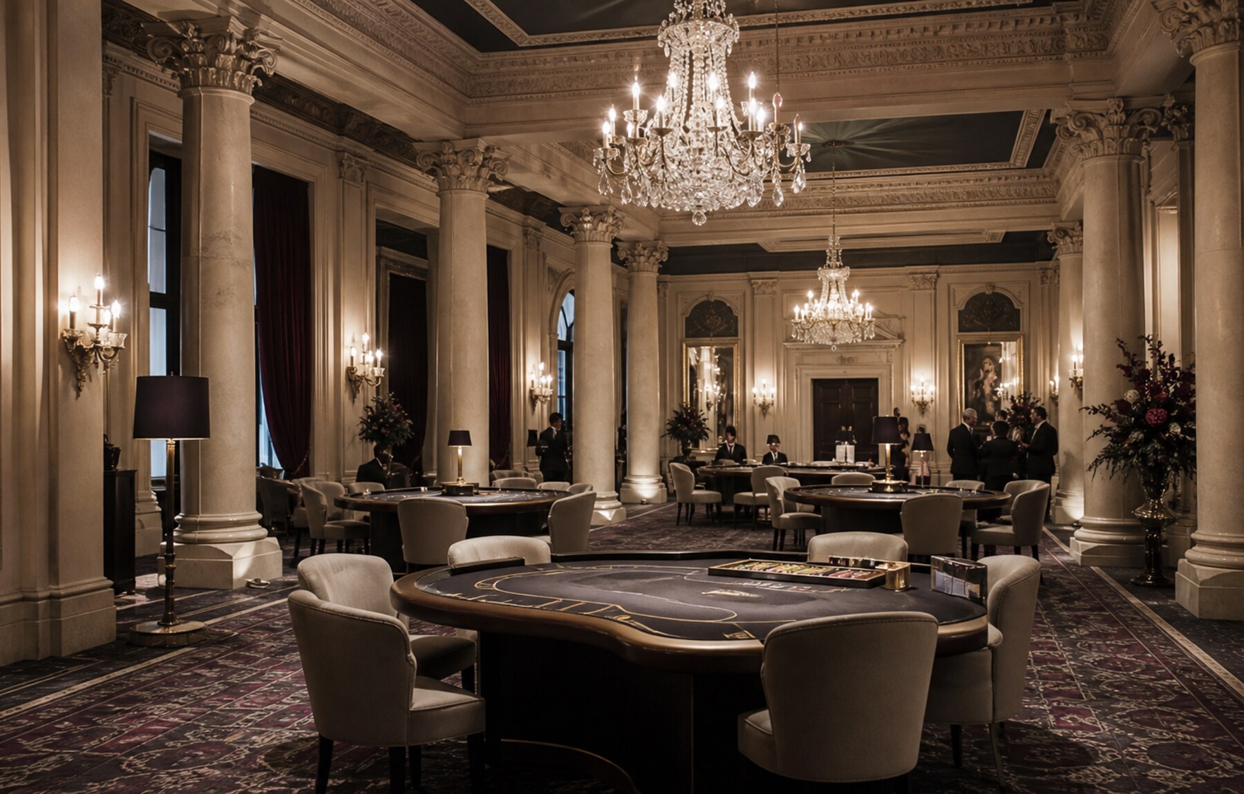 Card tables across the Casino Assembly Floor