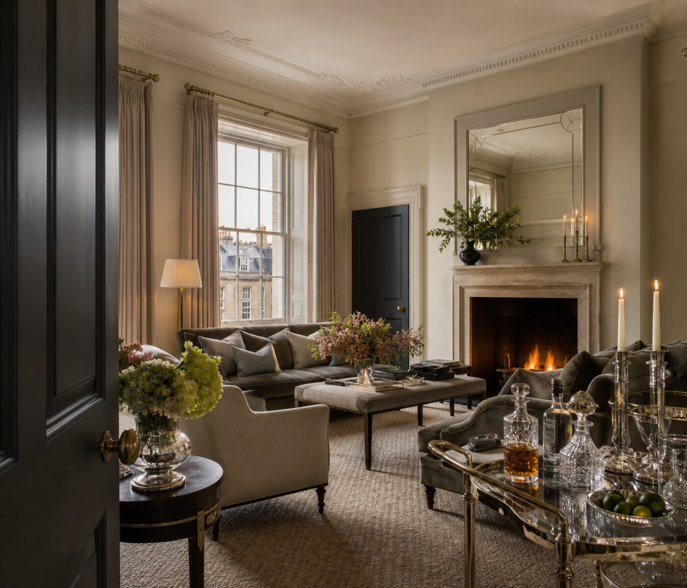 The limestone and cream Drawing Room